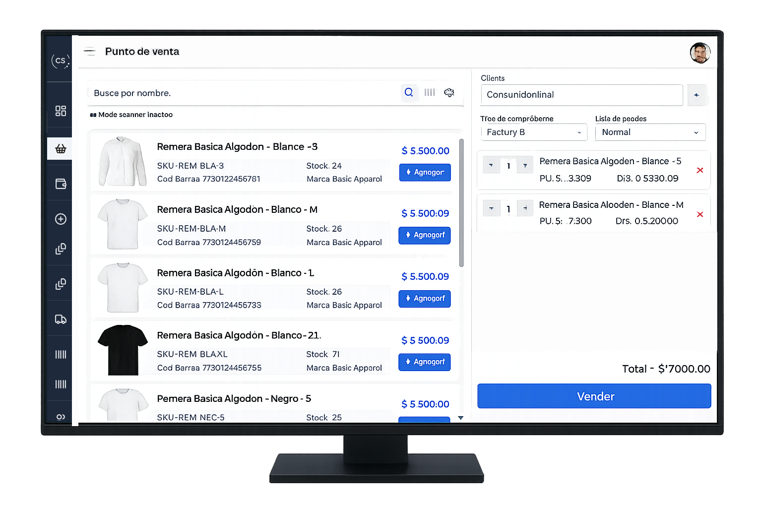 Pantalla de Comercio Simple